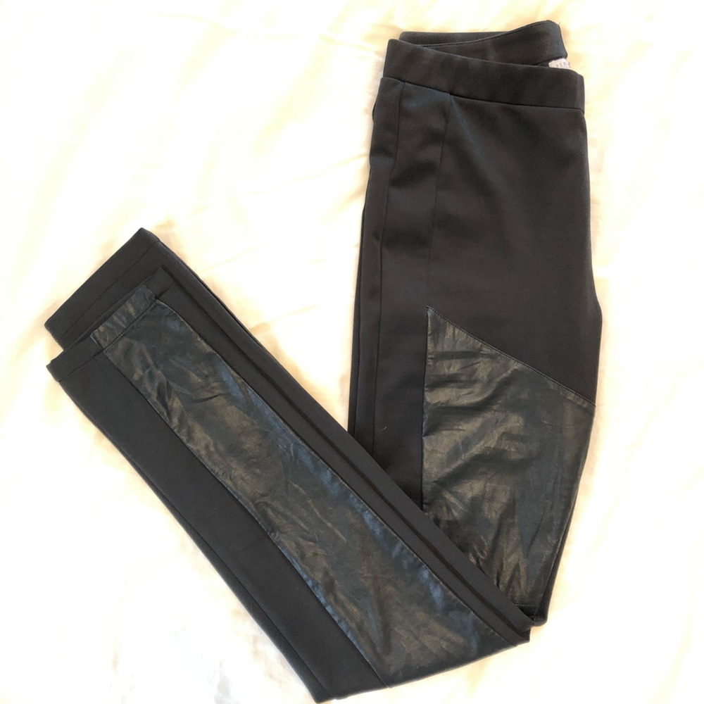 Pink Stitch Faux Leather panel leggings